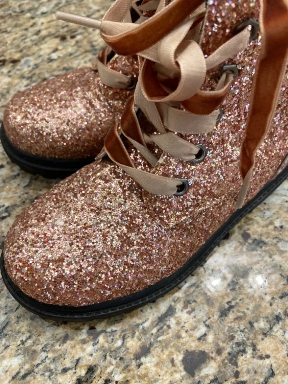 NWT Olivia Miller Girl Glitter Combat Boots Sz 1 + Stella McCartney skirtforfree